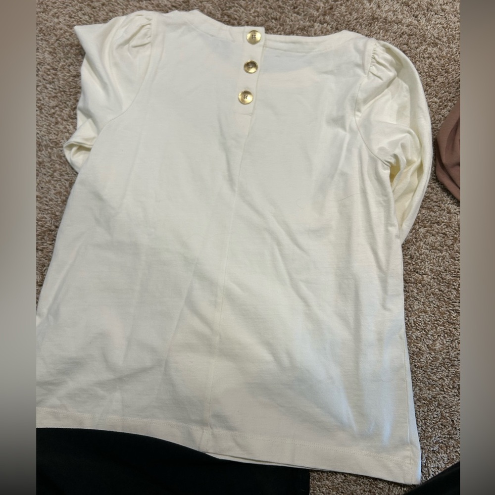 J. Crew Ivory Top with Gold Accents